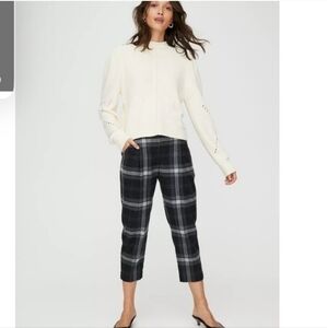 Wilfred Aritzia Chambery Check Pant Trouser Wool Cashmere Blend Sz 0 Gray